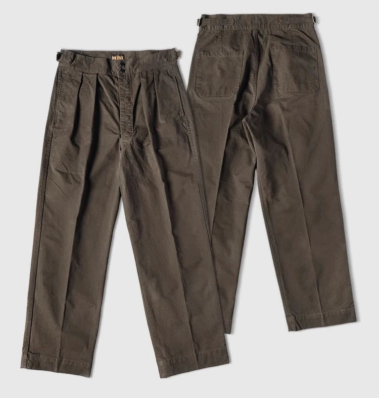 Cotton Twill Pleated Chinos