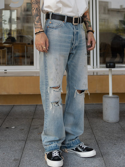Frayed Hem Distressed Jeans