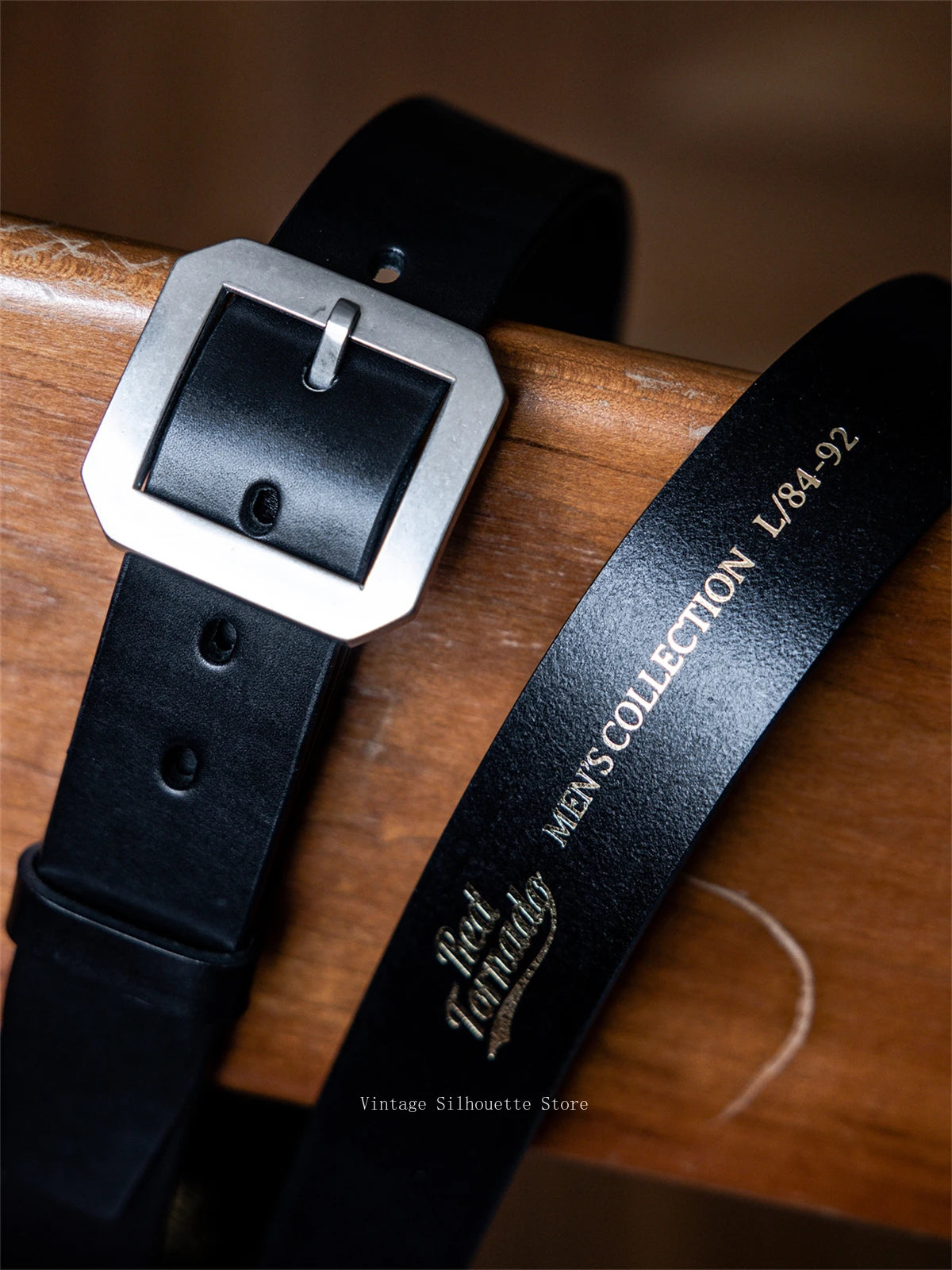 Black Leather Stainless Buckle Belt