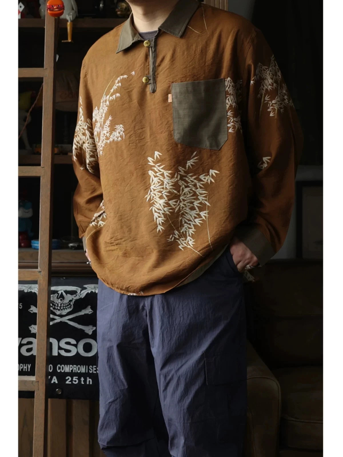 Contrast Trim Pullover Shirt