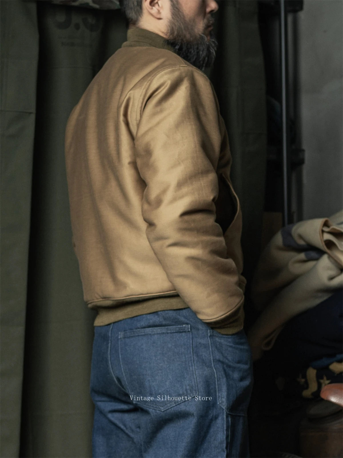 Khaki Wool Lined Deck Jacket