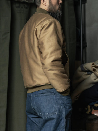 Khaki Wool Lined Deck Jacket