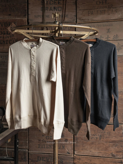 Ribbed Long Sleeve Henley