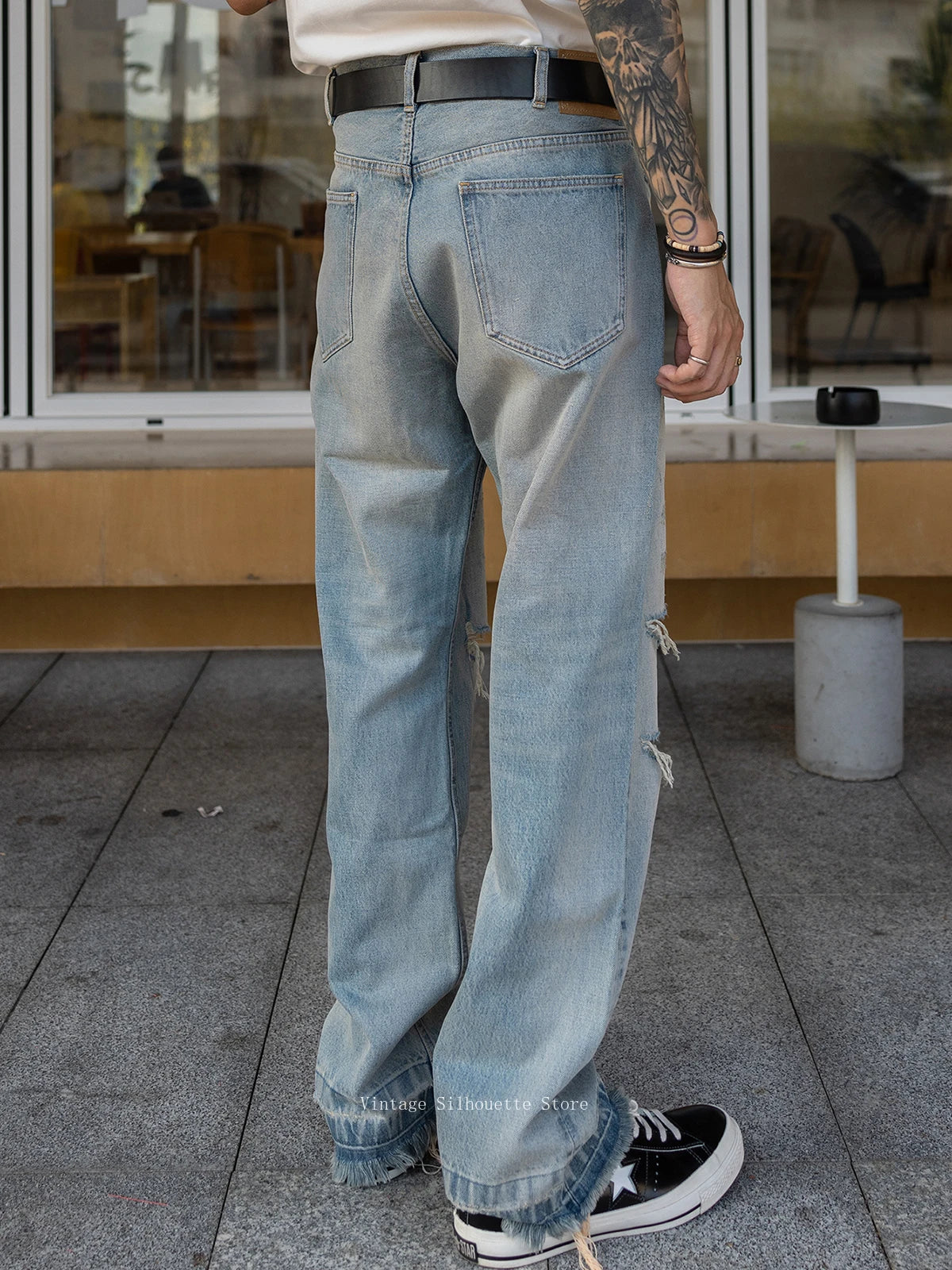 Frayed Hem Distressed Jeans