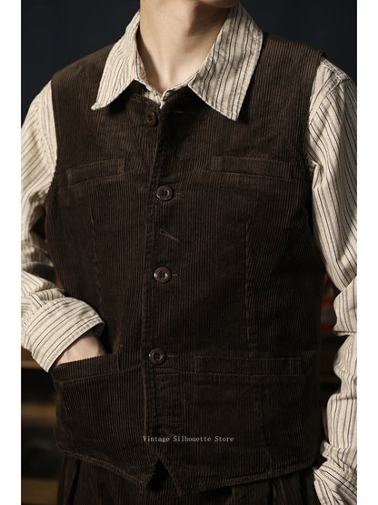 Corduroy Round Neck Vest