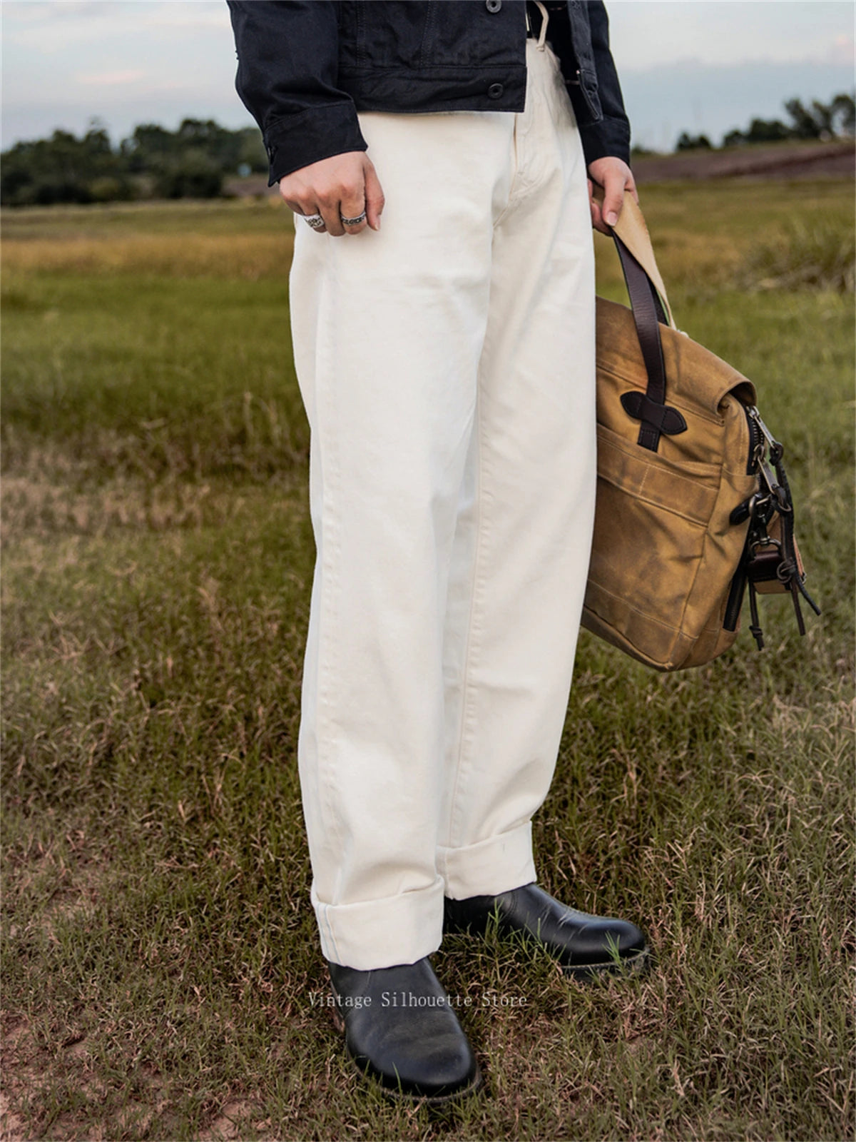 White Relaxed Selvedge Jeans