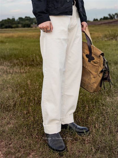 White Relaxed Selvedge Jeans