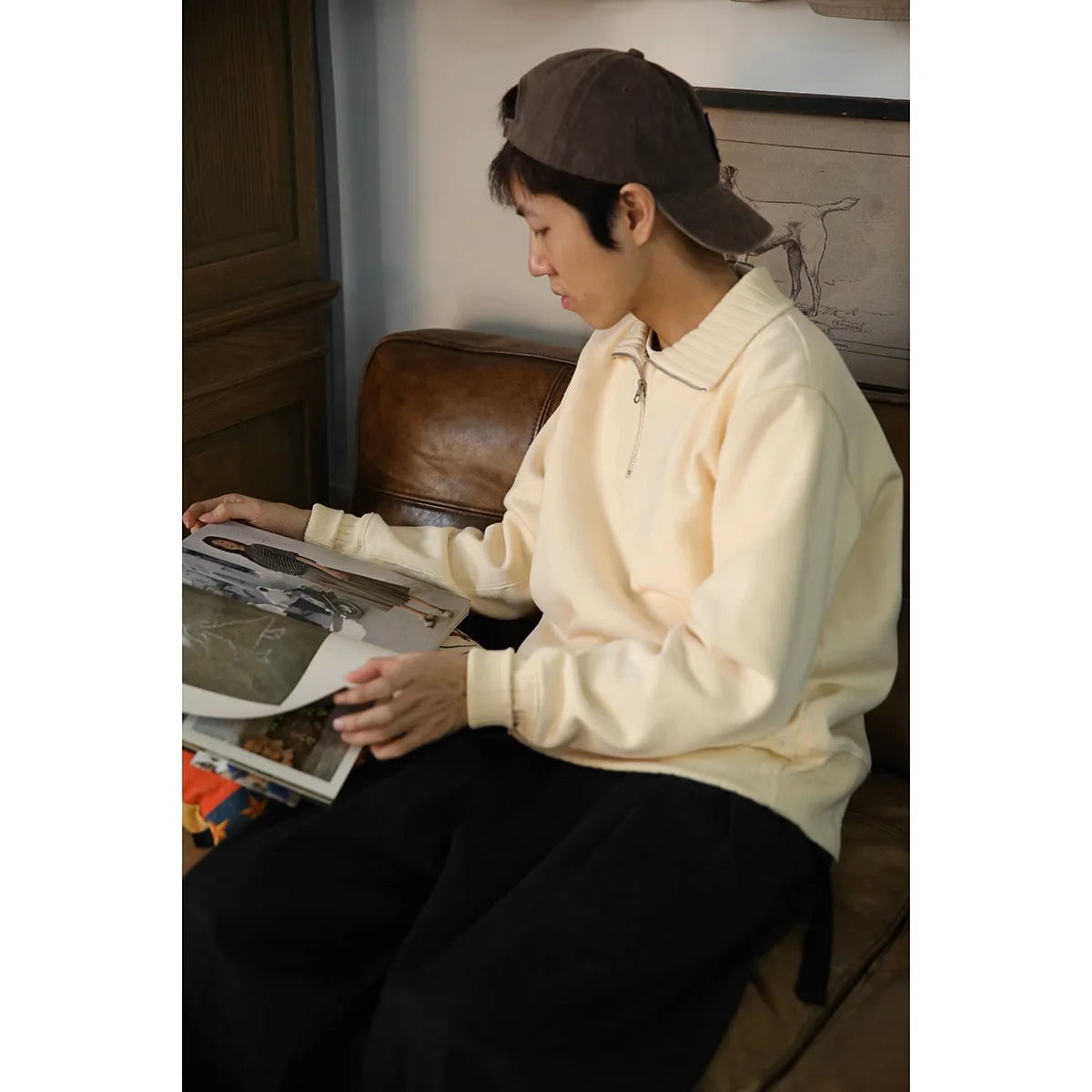 Quarter Zip Motorcycle Sweatshirt