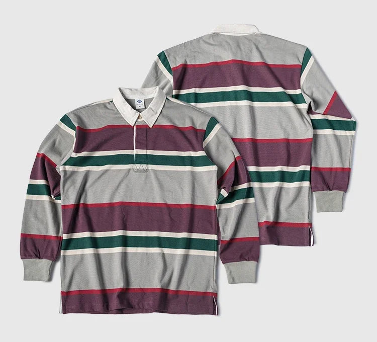 Striped Button Down Polo Shirt