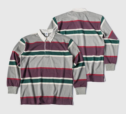 Striped Button Down Polo Shirt