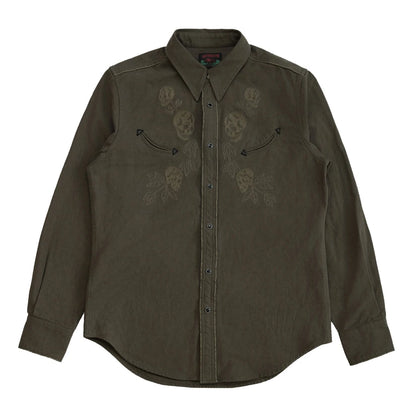 Dark Green Skull Western Shirt
