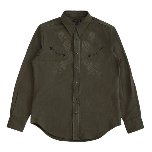 Dark Green Skull Western Shirt