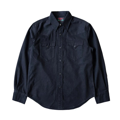 Black Slim Western Shirt