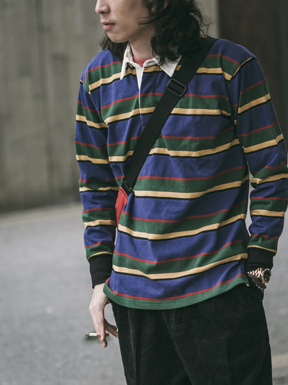Striped Long Sleeve Polo Shirt