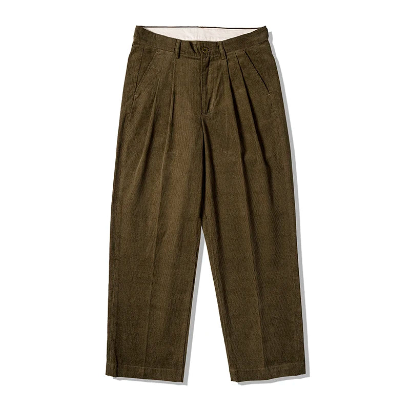 Brown Pleated Corduroy Pants