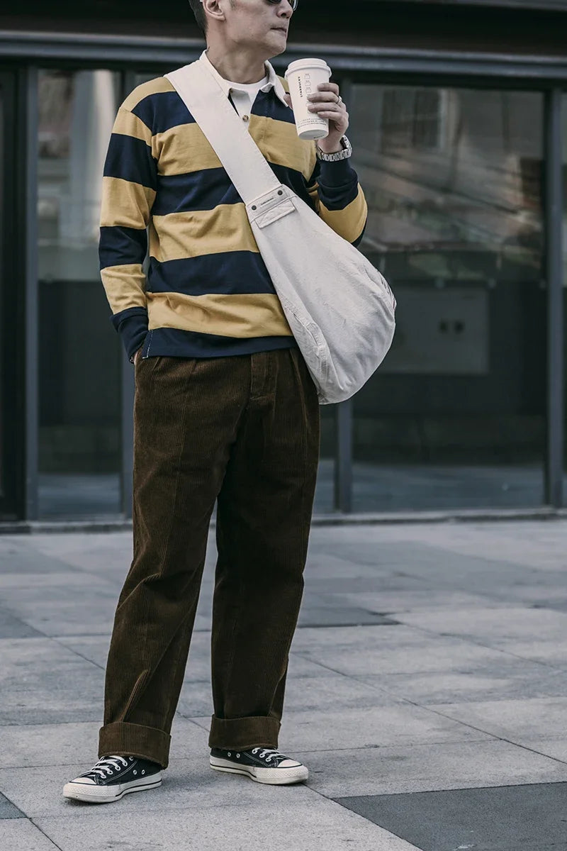 Striped Long Sleeve Polo Shirt