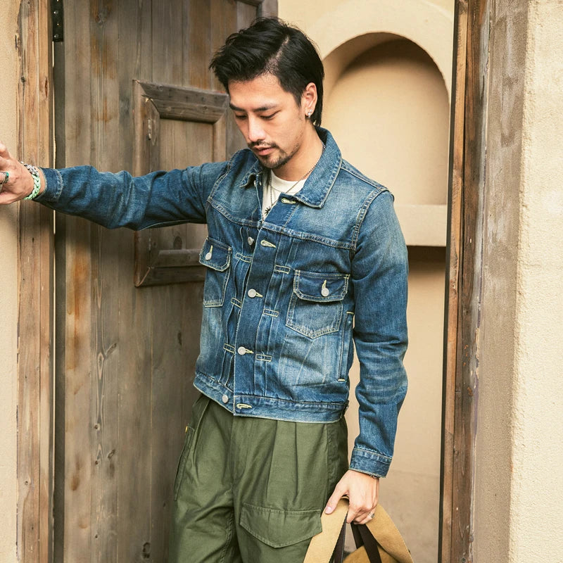 Damaged Dark Wash Denim Jacket
