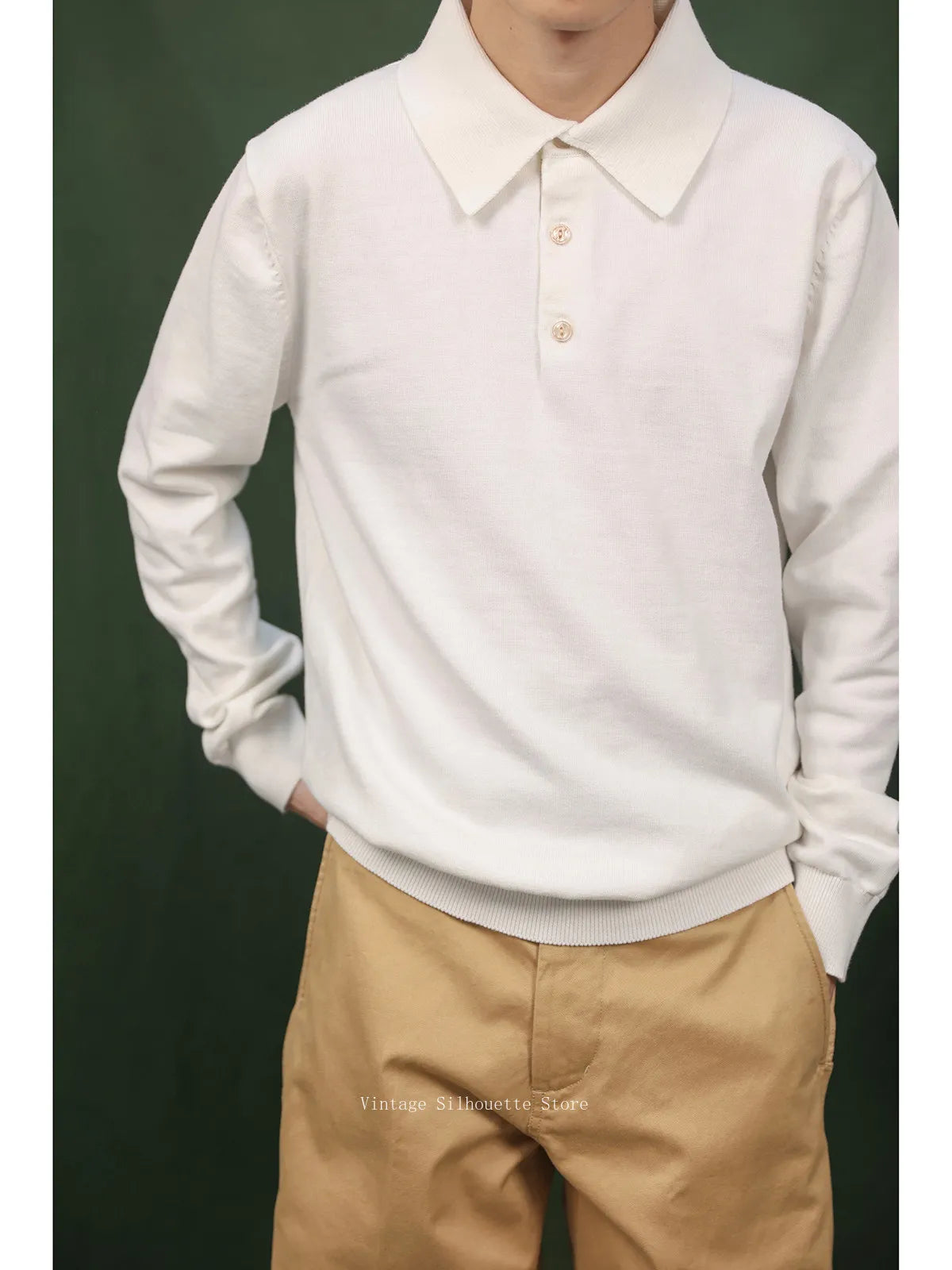 Cotton Long Sleeve Knit Polo