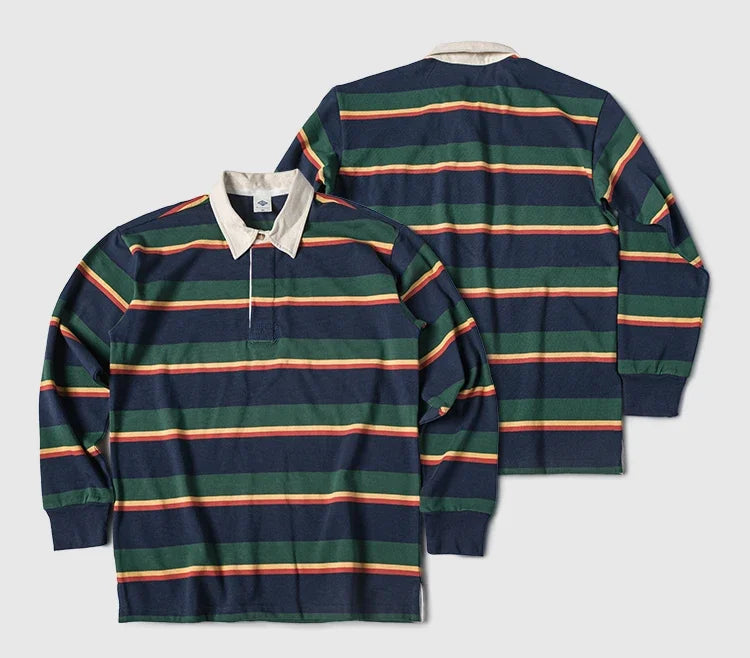Striped Button Down Polo Shirt