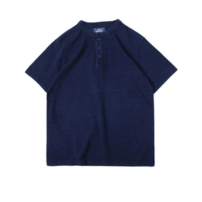 Indigo Dyed Henley Tee
