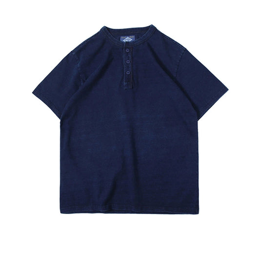 Indigo Dyed Henley Tee