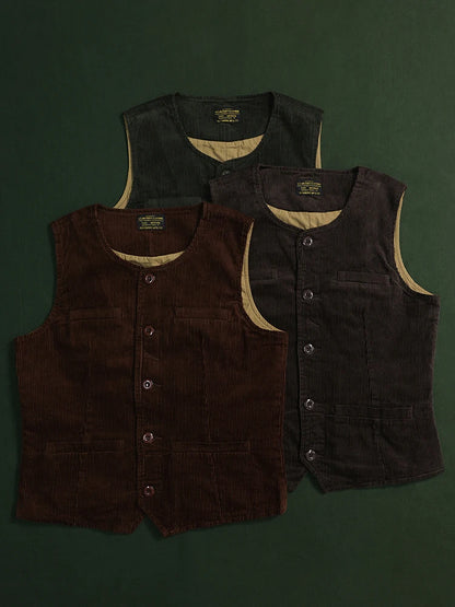 Corduroy Round Neck Vest