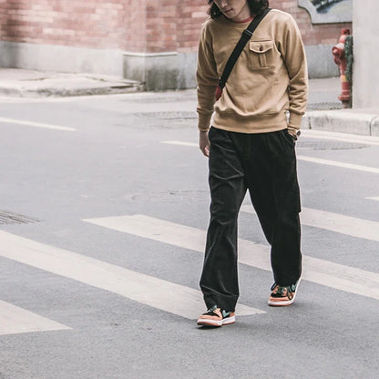 Pleated Corduroy High Rise Trousers