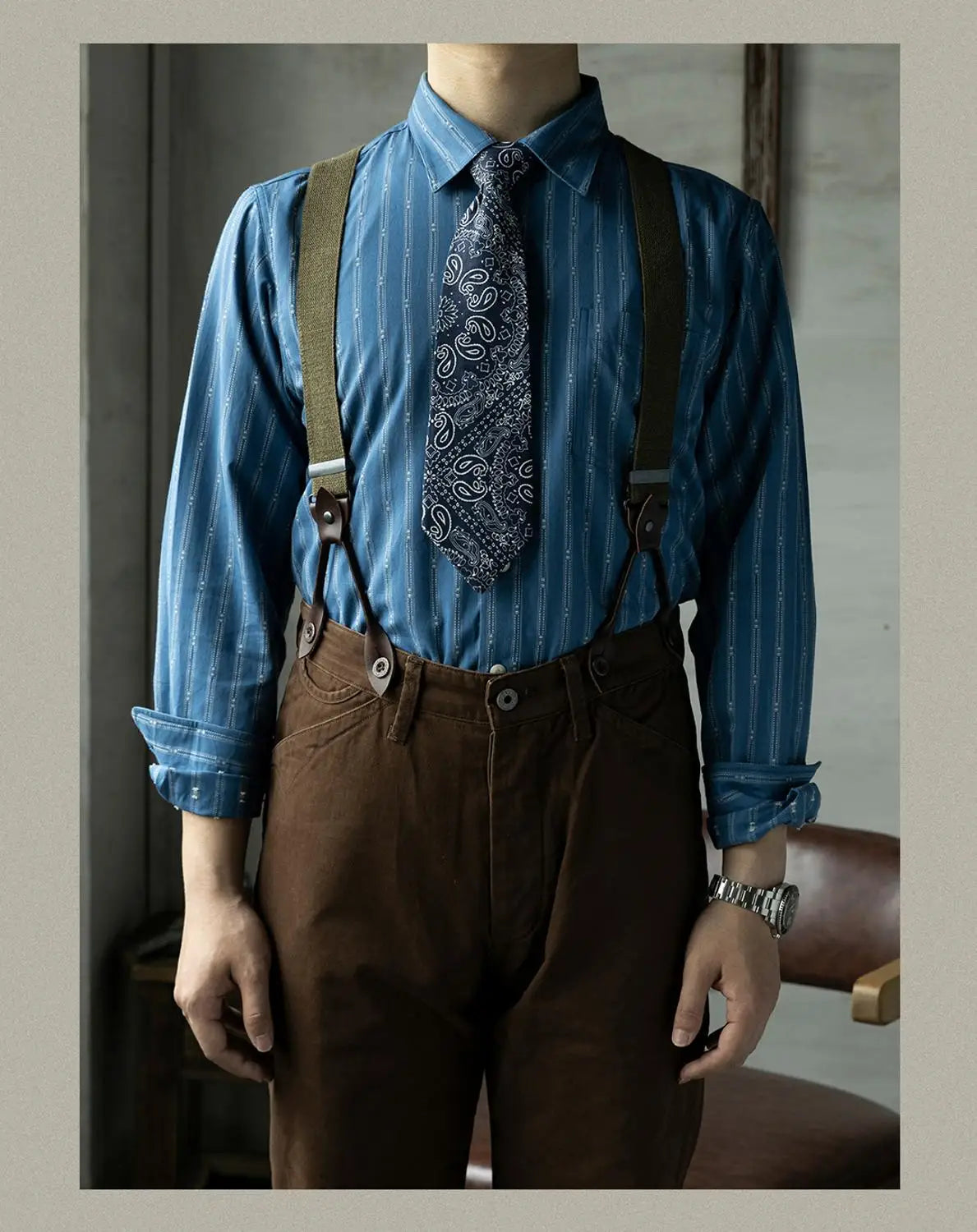 Jacquard Stripe Long Sleeve Shirt