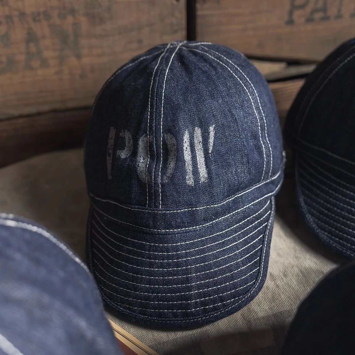 Striped Denim Baseball Cap