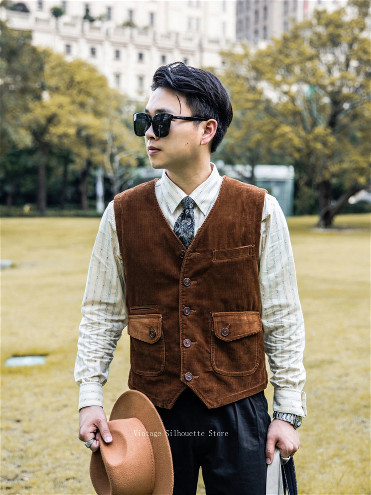 Corduroy V Neck Vest