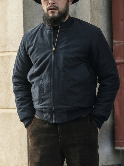 Navy Wool Lined Deck Jacket