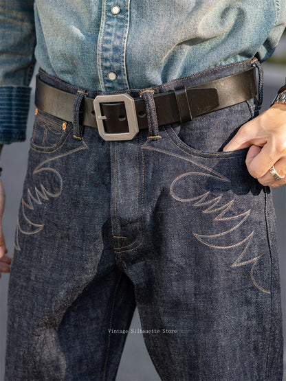 Indigo Embroidered Bootcut Jeans