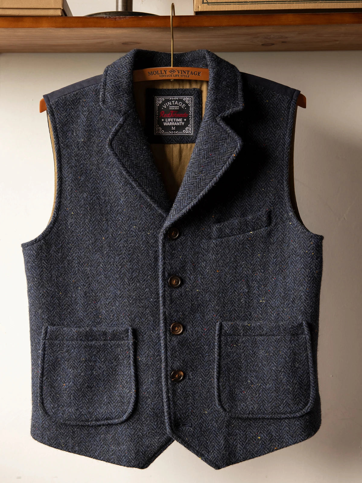 Herringbone Wool Tweed Vest