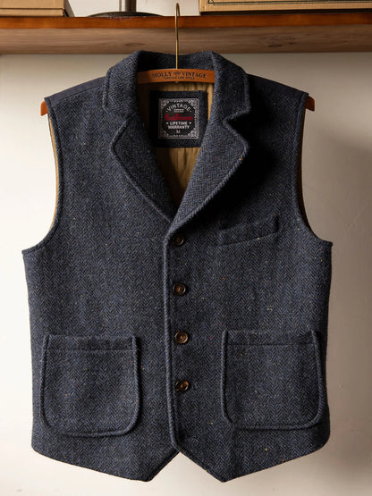 Herringbone Wool Tweed Vest