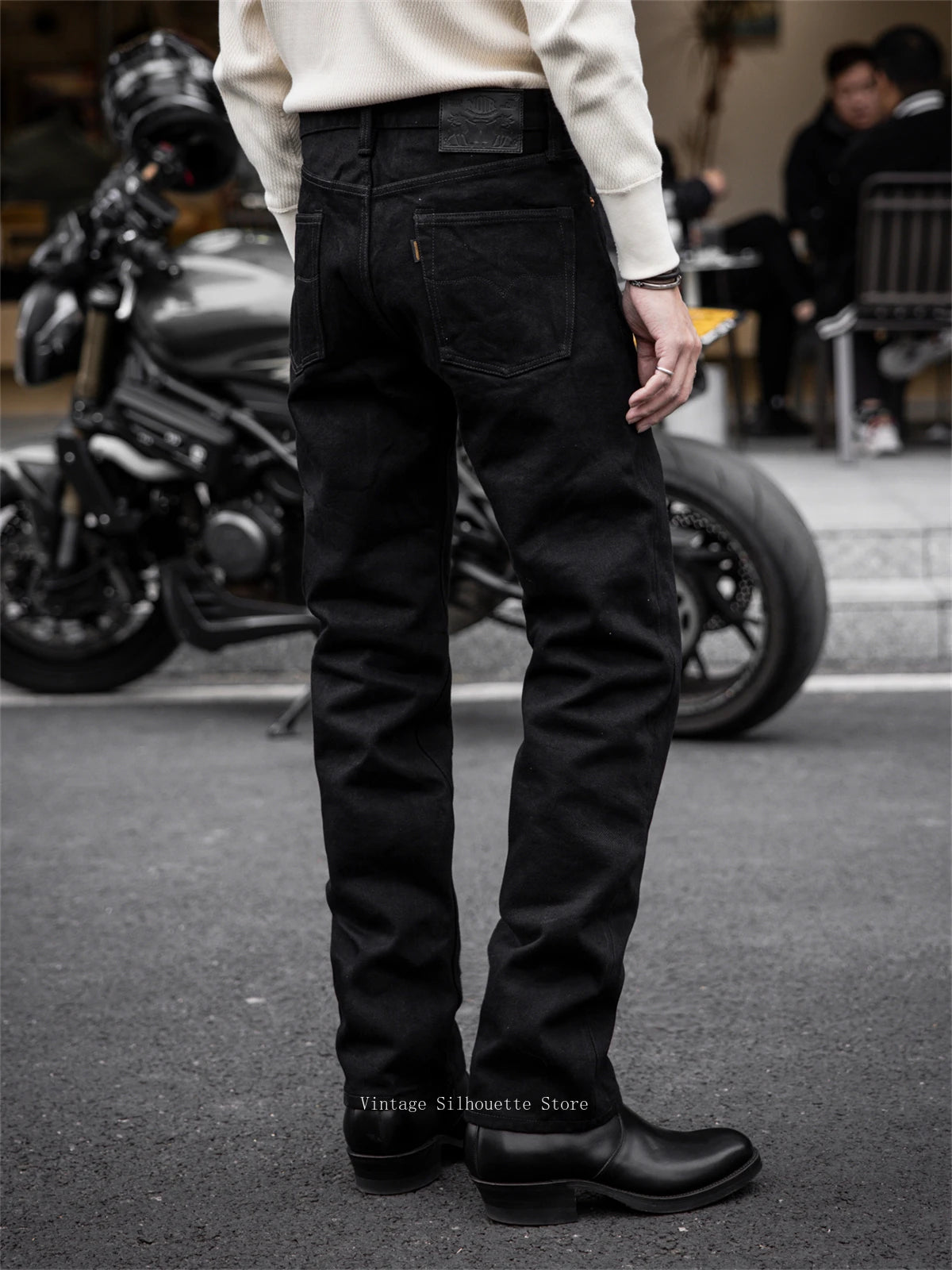 Black Slim Straight Selvedge Jeans