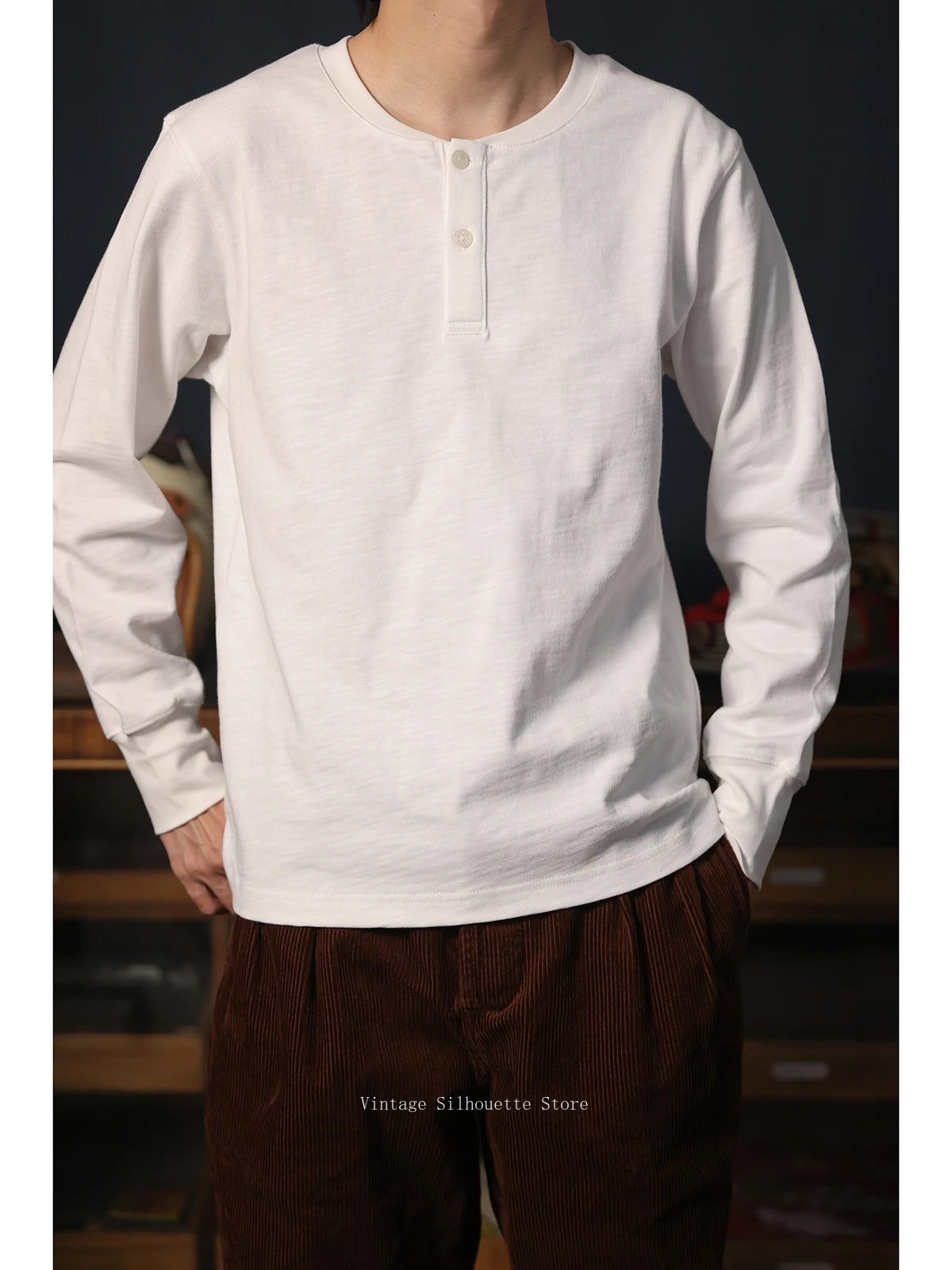 Slub Cotton Henley Shirt