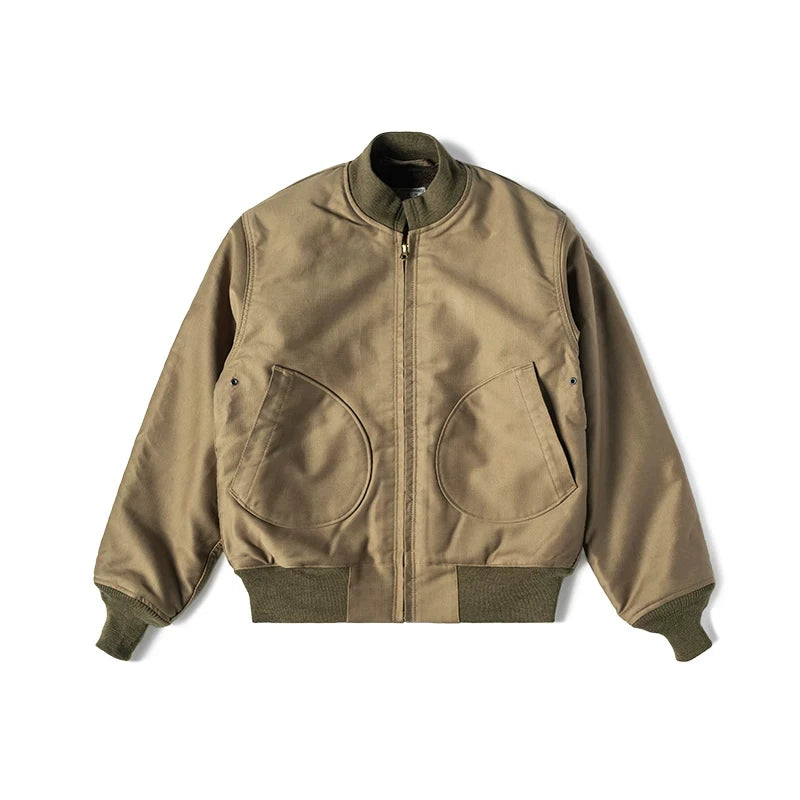 Khaki Wool Lined Deck Jacket