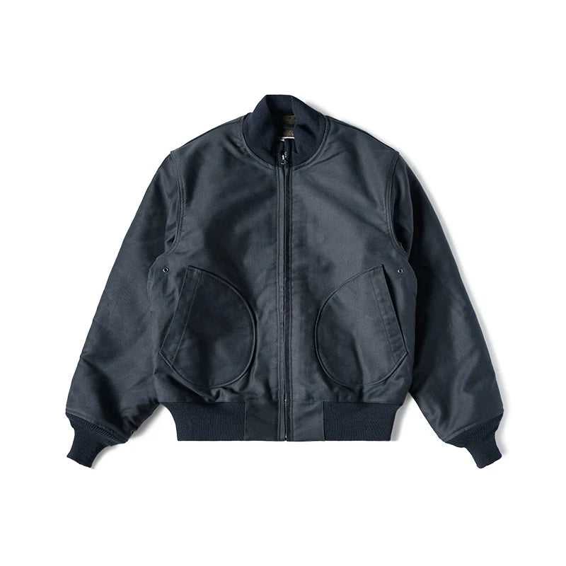 Navy Wool Lined Deck Jacket