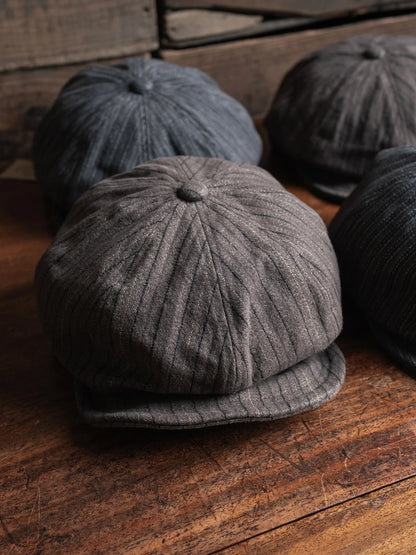 Striped Eight Panel Newsboy Cap