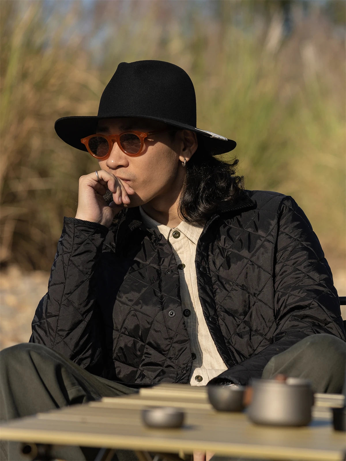 Corduroy Collar Quilted Jacket
