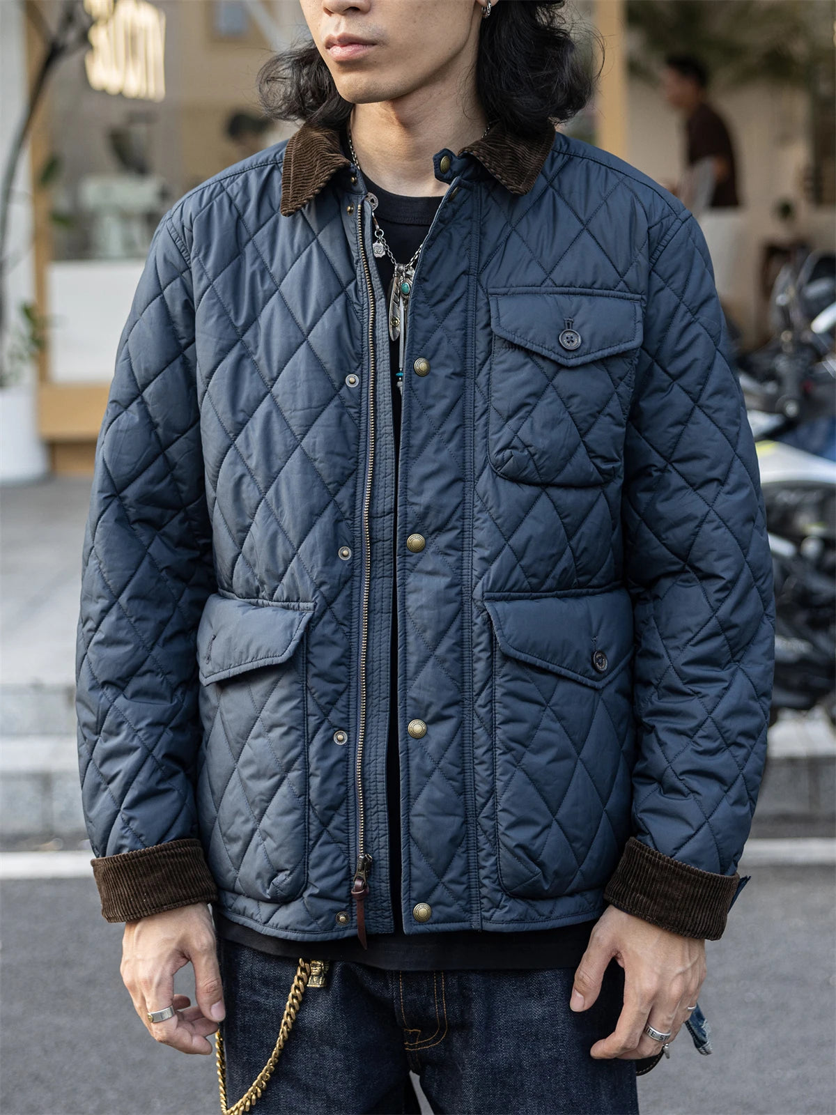 Quilted Corduroy Collar Jacket