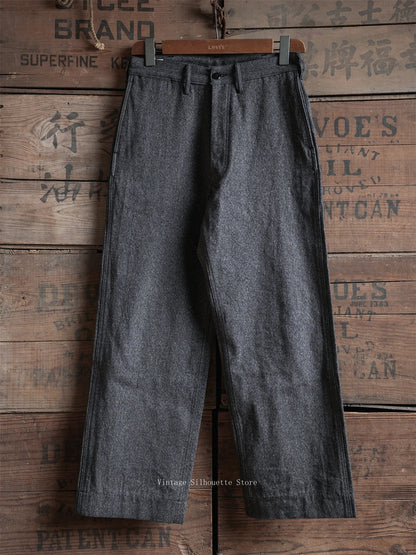 Salt Pepper Wide Work Trousers