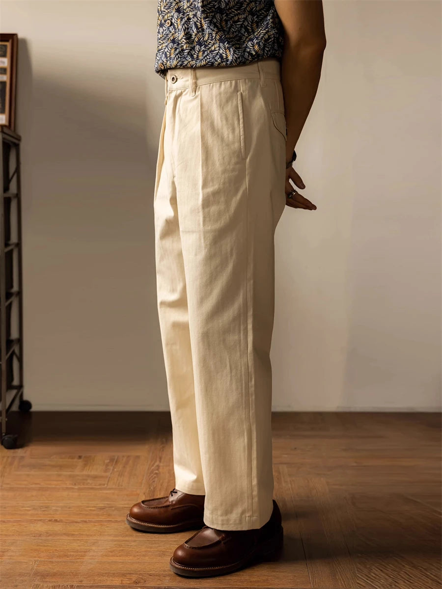 High Rise Pleated Officer Trousers