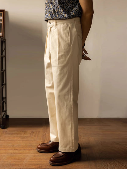 High Rise Pleated Officer Trousers