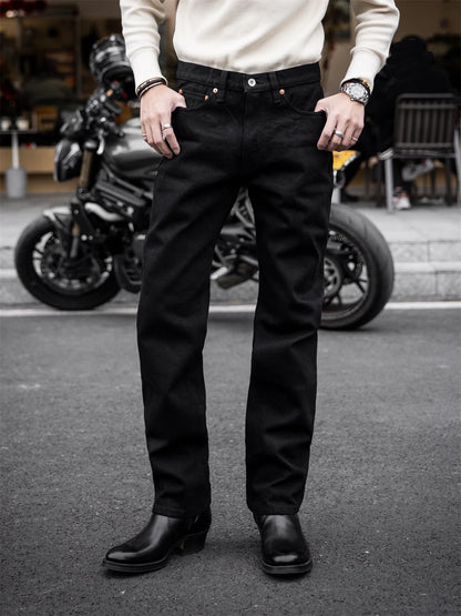 Black Slim Straight Selvedge Jeans