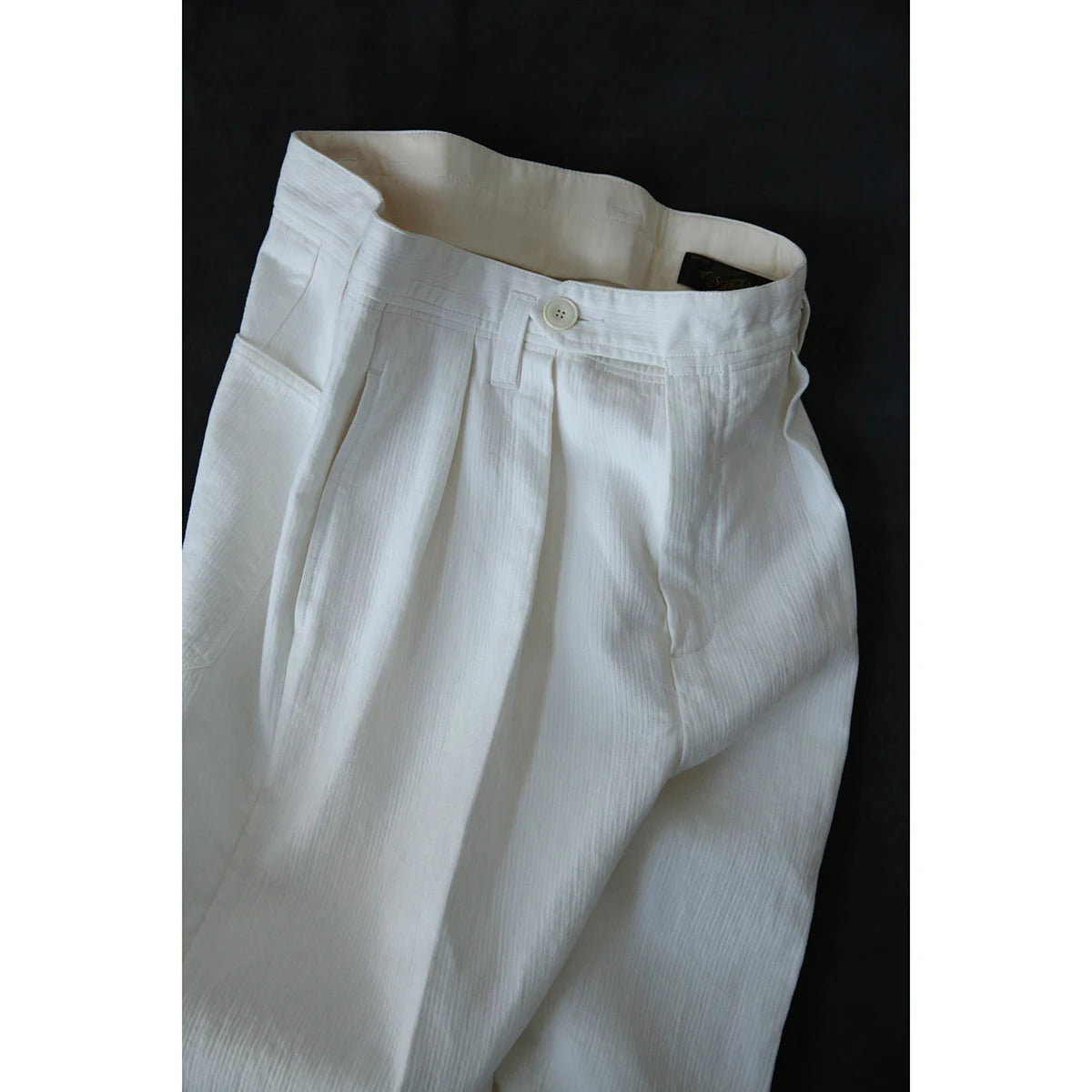 White Linen Pleated Trousers