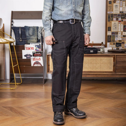 Black Herringbone Work Overalls
