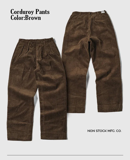 Pleated Corduroy High Rise Trousers
