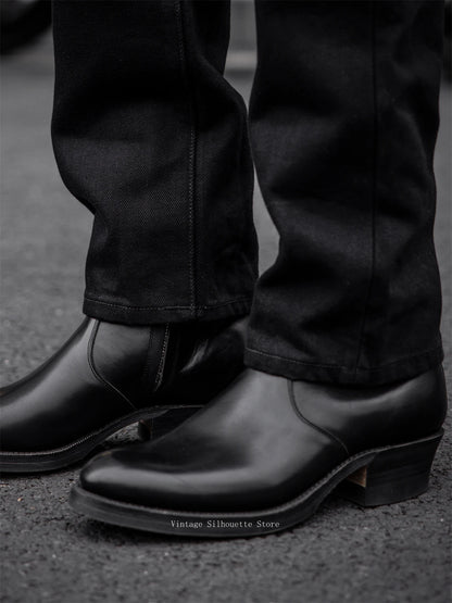 Black Slim Straight Selvedge Jeans
