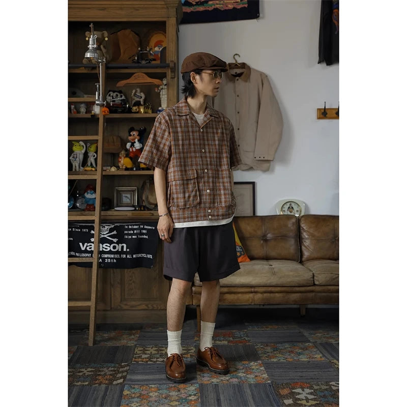 Plaid Open Collar Shirt